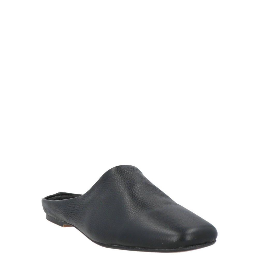 Black Leather Slip-On Mules
